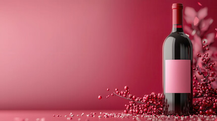 Personalized wine bottle with custom label, festive occasion, 3D illustration