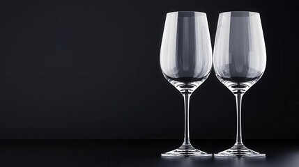 Personalized wine glass set with engraved names, celebratory occasion, 3D illustration