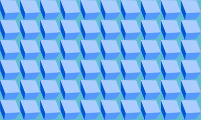 Blue tone cube 3D seamless repeat pattern, replete image design for fabric printing or wallpaper, blue abstract wall, checkerboard boxes