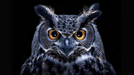 Close-up Portrait of a Great Horned Owl