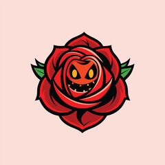 Halloween eyes with red rose silhouette illustration isolated on white background 