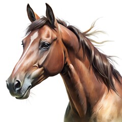 Horse portrait realistic illustration isolated on white background