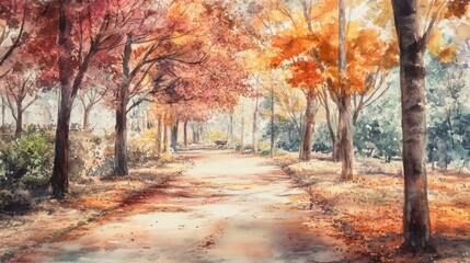 Serene Autumn Walk: Embrace the Beauty of Fall Along a Peaceful Nature Path