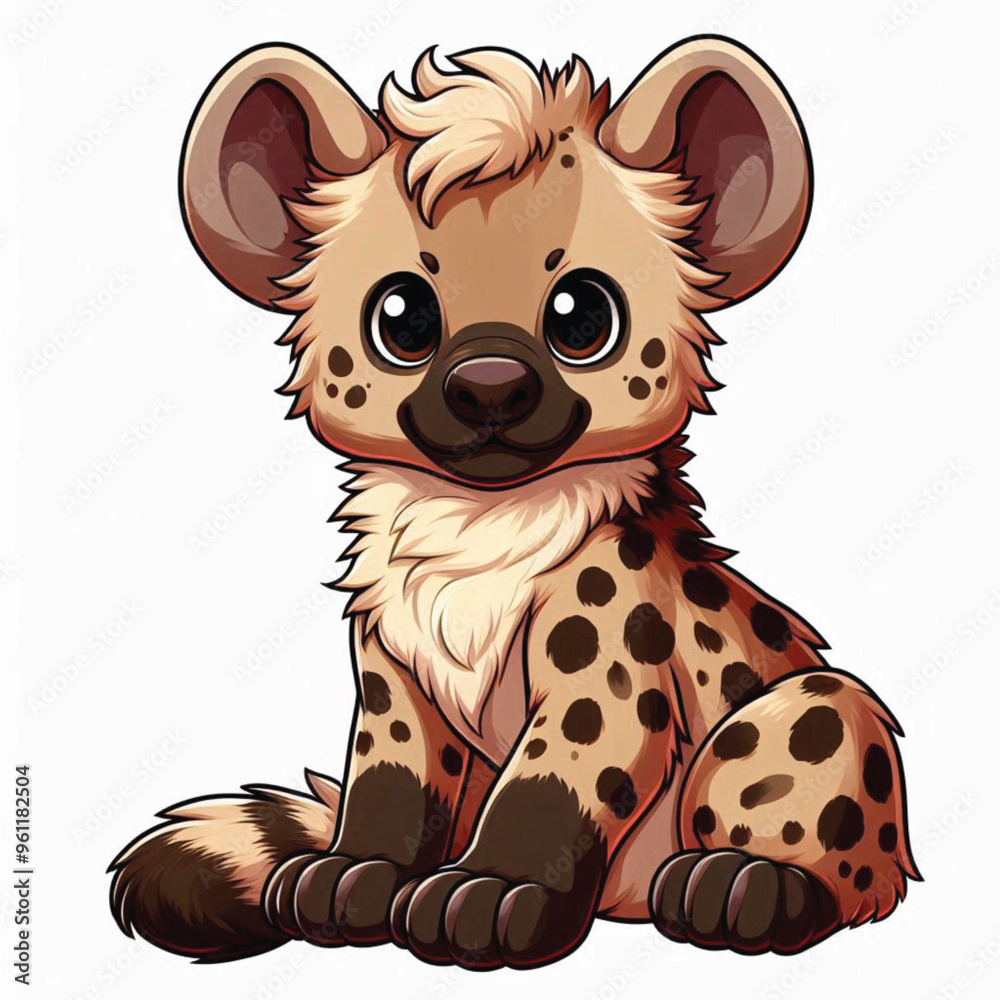 Sticker Cute Hyena Vector Cartoon illustration