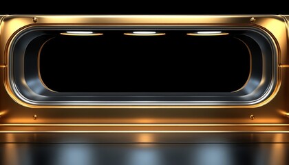 Obraz premium Gold and Black Display Case with Illuminated Top Shelf