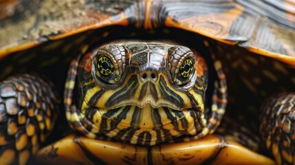 Obraz premium Close-up Portrait of a Turtle