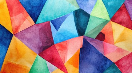 Fototapeta premium Vibrant Abstract Watercolor Art Featuring Geometric Shapes and Colorful Textures