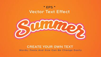 Summer 3D Text Effect Fully Editable Vector Design, Summer 3D Cartoon Font Editable Text Style Effect vector