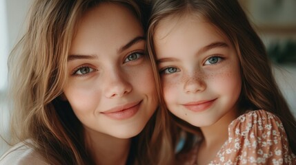 Fototapeta premium Girl with Blue Eyes and Sunlit Mood
