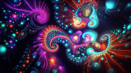 Abstract fractal art with vibrant swirls and colors.
