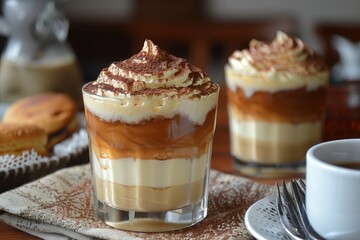 Peru: Suspiro de Limea A sweet, creamy dessert made with condensed milk, evaporated milk, and topped with a caramelized layer, served in a glass