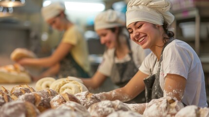 Engaging Baking Class: Participants Mastering Art of Bread Making with Laughter and Flour