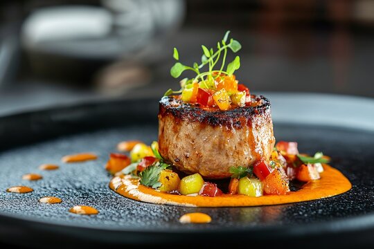 A fine-dining Mexican dish featuring avant-garde cooking techniques and molecular gastronomy