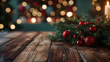 Table with festive holiday background