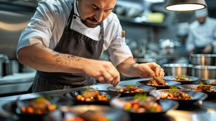 A Chef's Precision: Mastering the Art of Plating with Creativity in a Busy Kitchen Environment