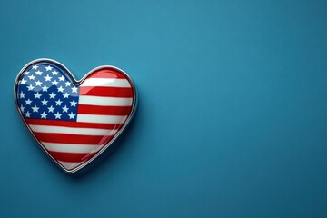 Obraz premium USA background with pin with the shape of the United States of america flag. Use for Veterans day or Patriot day, September 11 with generative ai