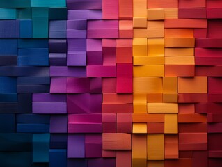 Fototapeta premium Colorful abstract texture featuring stacked geometric shapes in vibrant hues creating a striking visual experience.