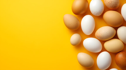 Minimalist arranged eggs with a yellow backdrop