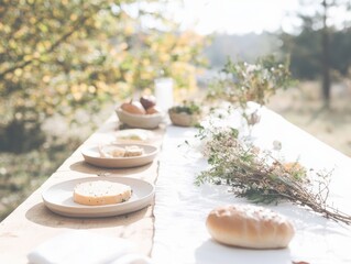 Rustic Outdoor Autumn Picnic with Sustainable Decor and Natural Textures
