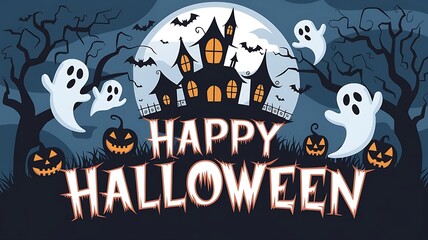 Halloween banner design with happy Halloween text. Ai  generated