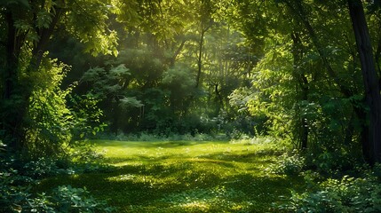 Obraz premium Mysterious green forest in the morning