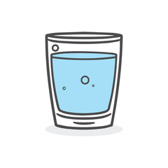 Glass cup water drink icon color and outline white background soft design.