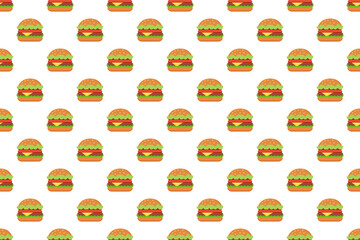 ハンバーガーのシームレスパターン、背景透過