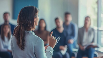 Woman Presenting in a Meeting