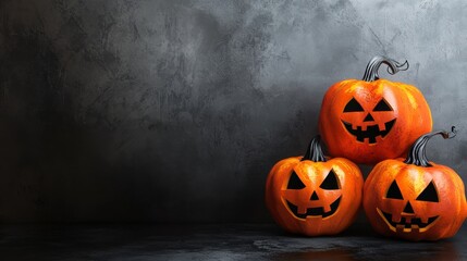 Halloween Pumpkins on Black Background