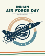 Indian Air force day social media post wit flag banner template