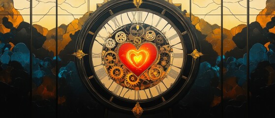 Obraz premium Mechanical Heart, Clock