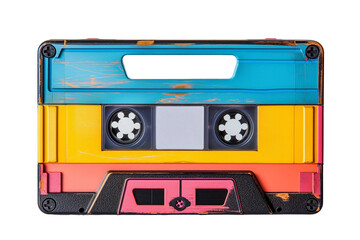 Naklejka premium Colorful retro cassette tape with vibrant design and cassette reels