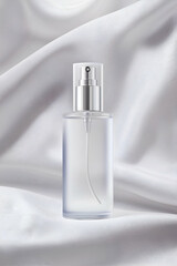 Elegant Skincare Bottle on Satin-Like Fabric