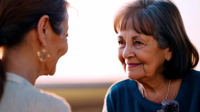 Heartwarming connection: generations share a moment in soft sunlight