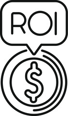 Simple vector showing the concept of return on investment with a dollar coin and a speech bubble