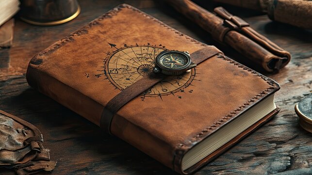 Personalized travel journal with custom map design, adventure-themed gift, 3D illustration