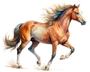 Obraz premium A brown horse running realistic illustration isolated on white background