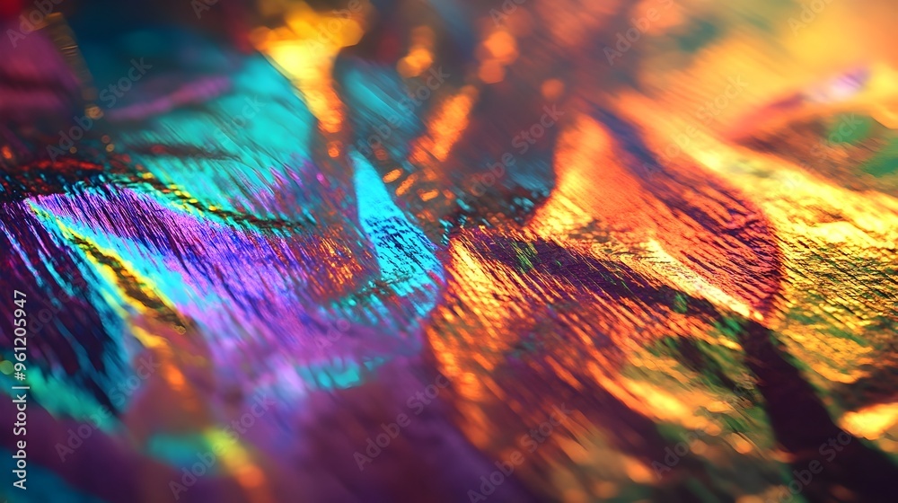 Poster striking holographic pattern displayed on a flat surface creating a mesmerizing dynamic and captivat