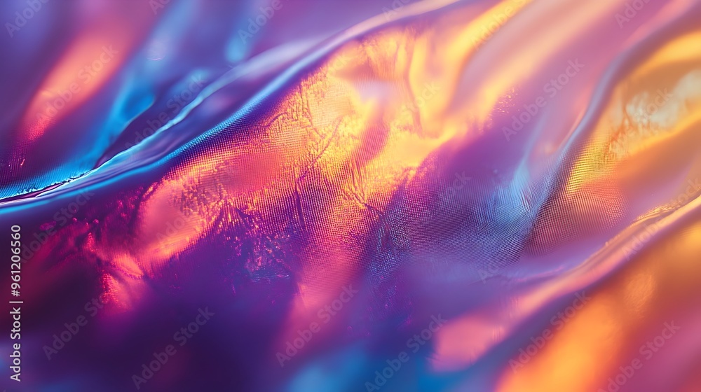 Poster a visually striking and mesmerizing holographic texture with a smooth gradient effect that transitio