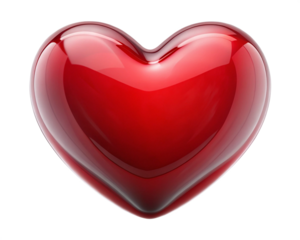 A simple red heart shape with a transparent background png.