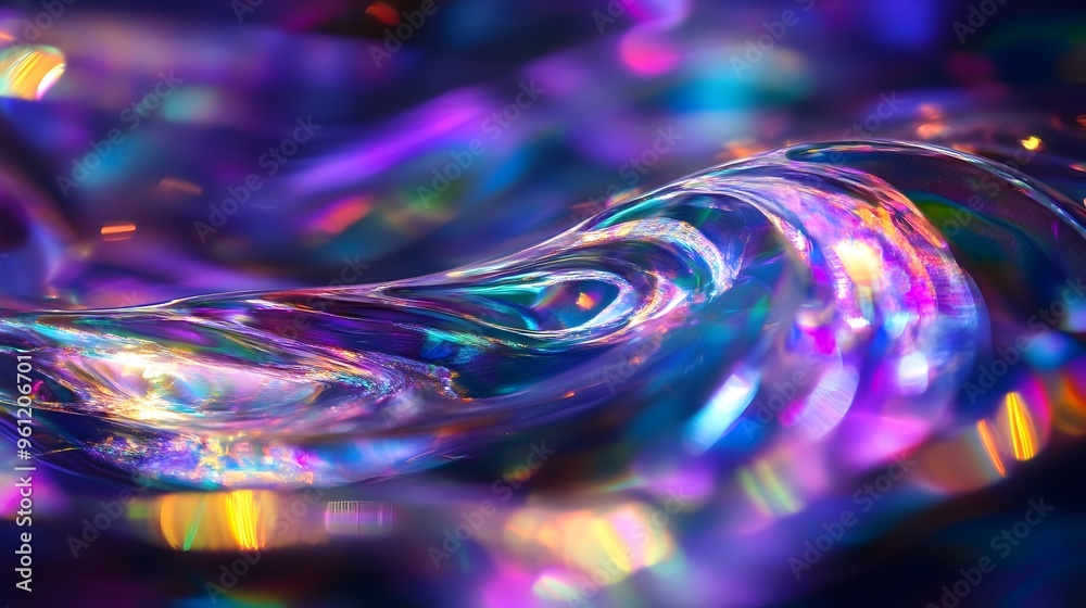 Poster mesmerizing holographic art piece featuring swirling iridescent patterns and captivating colors that