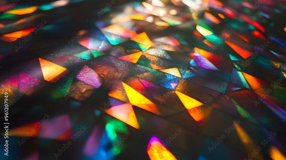 Poster captivating digital image showcasing a holographic surface that reflects an array of mesmerizing rai