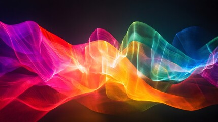 Obraz premium Mesmerizing Holographic Light Display with Vibrant Shifting Colors Against a Dark Background Futuristic and Captivating Digital Art Composition