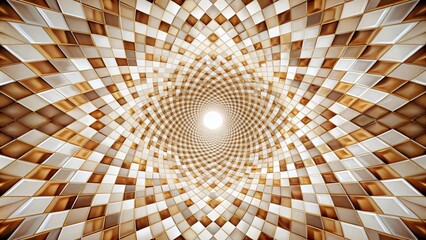 Abstract geometric background with fisheye effect in white and brown tones