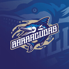Barracuda mascot logo design with modern illustration concept style for badge, emblem and t shirt printing. Angry barracuda illustration.