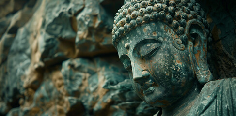 Obraz premium Chinese grotto stone carved Buddha statues
