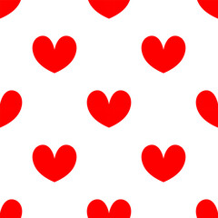 Seamless patterns of Red hearts cartoon doodle.