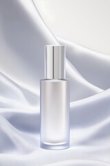 Elegant Skincare Bottle on Satin-Like Fabric