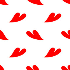 Seamless patterns of Red hearts cartoon doodle.