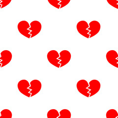 Seamless patterns of Red hearts cartoon doodle.